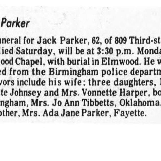 Johnnie Robinson – Obituary for Jack Parker