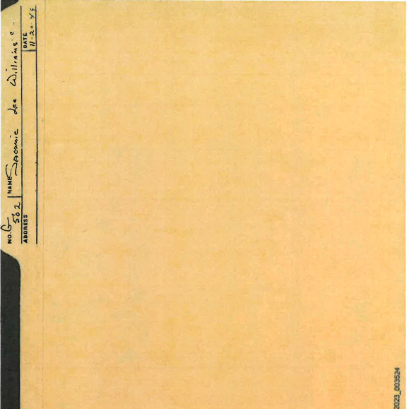 Sammie Lee Williams – Original Case-file Folder Cover